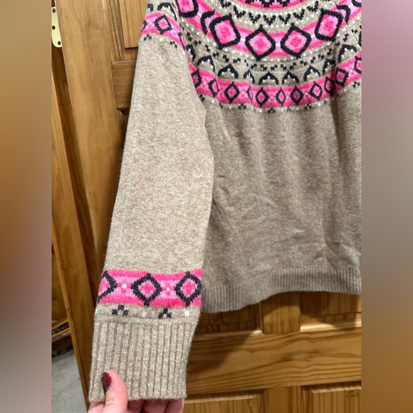LOFT Pink and Tan Geometric Women's Sweater - Picture 4 of 4